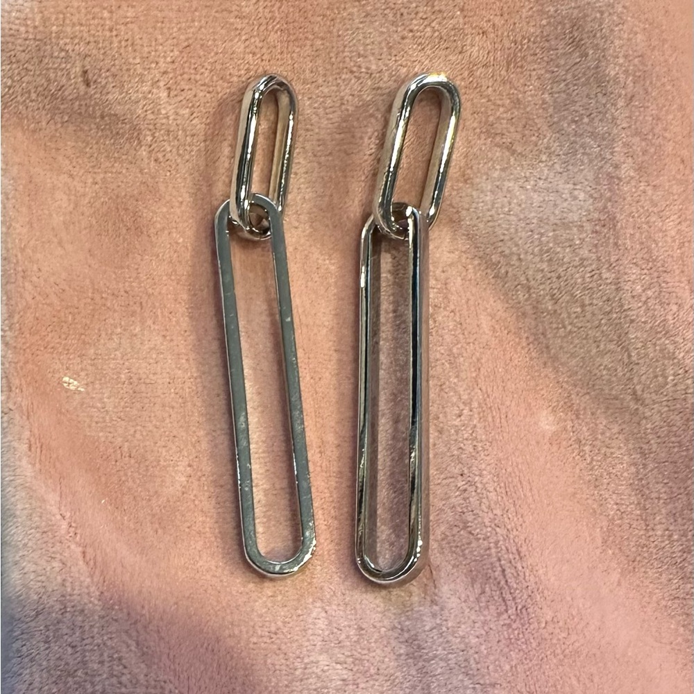Sleek Silver Chain Drop Earrings